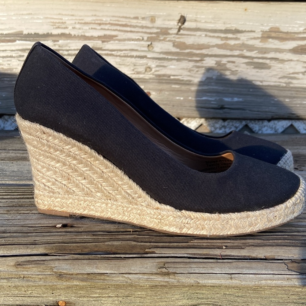 J. Crew Seville Espadrille Wedges in Black Canvas Women's Size 6.5 - Picture 11 of 11